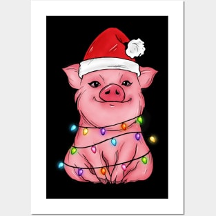 Pig Christmas Lights Merry Pigmas Posters and Art